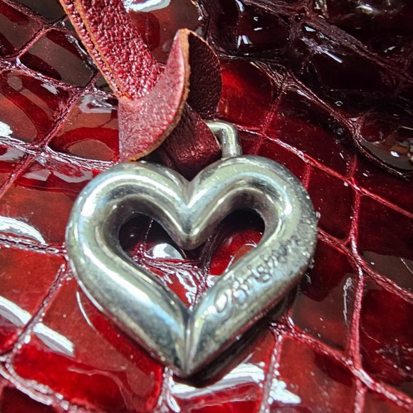 BRIGHTON Red Patent Croc-Embossed Leather Shoulder Bag - Picture 4 of 6